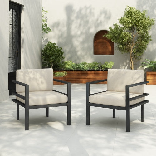 **27.7" Outdoor Lounge Chair – Modern, Weather-Resistant, Aluminum Frame**