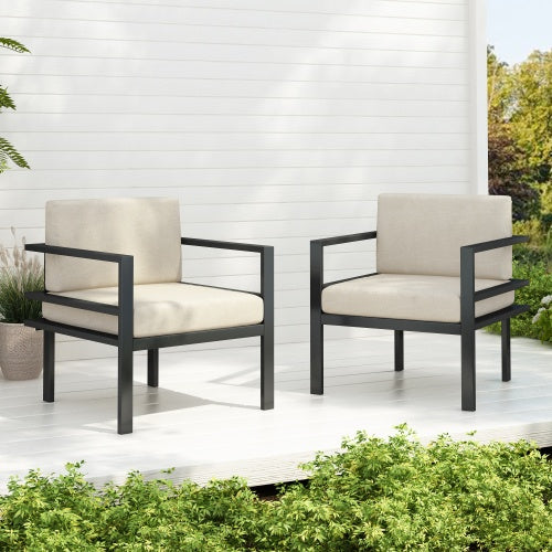 **27.7" Outdoor Lounge Chair – Modern, Weather-Resistant, Aluminum Frame**