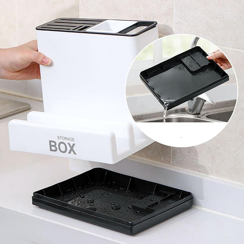**Plastic Kitchen Knife Holder – Tableware Storage Rack for Cabinets**