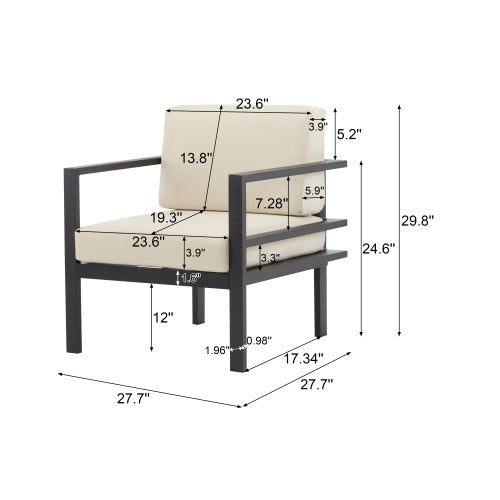 **27.7" Outdoor Lounge Chair – Modern, Weather-Resistant, Aluminum Frame**