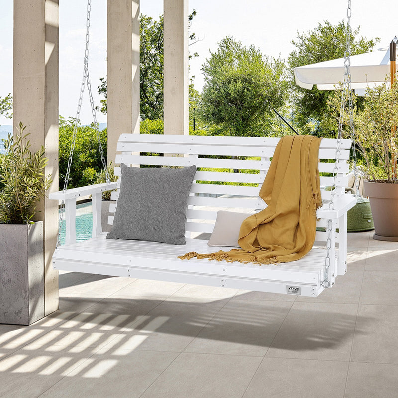 **VEVOR 4.5 Ft Wooden Porch Swing – White Garden Bench**