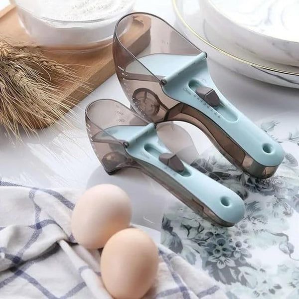 2-in-1 adjustable measuring spoon with full-size view for precise kitchen use

