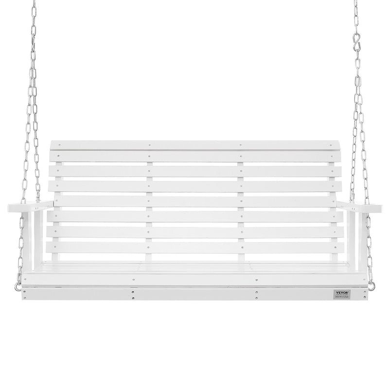 **VEVOR 4.5 Ft Wooden Porch Swing – White Garden Bench**