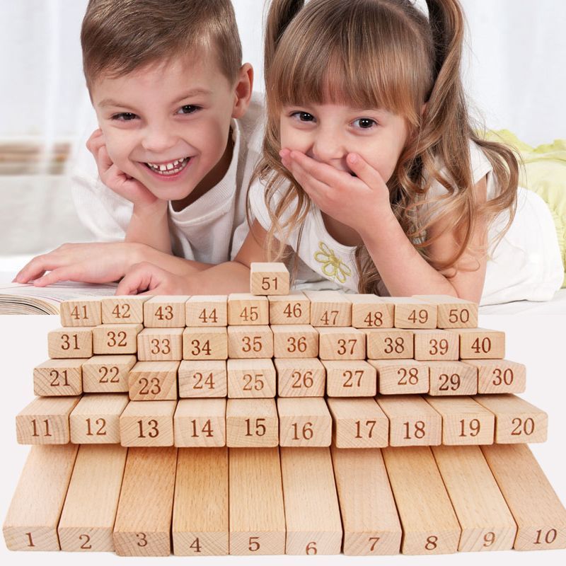 **Wooden Numerical Jenga – Puzzle Brick Building Game for Kids**