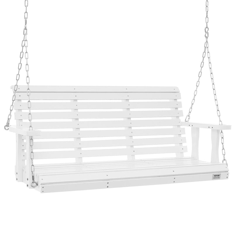**VEVOR 4.5 Ft Wooden Porch Swing – White Garden Bench**