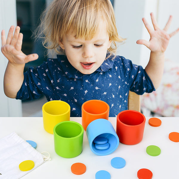 **Wooden Color Sorting Cups – Educational Toy for Toddlers & Preschool Kids**