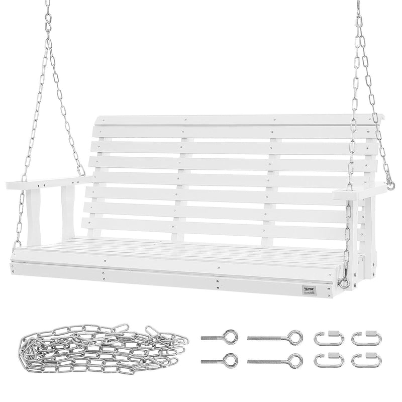 **VEVOR 4.5 Ft Wooden Porch Swing – White Garden Bench**