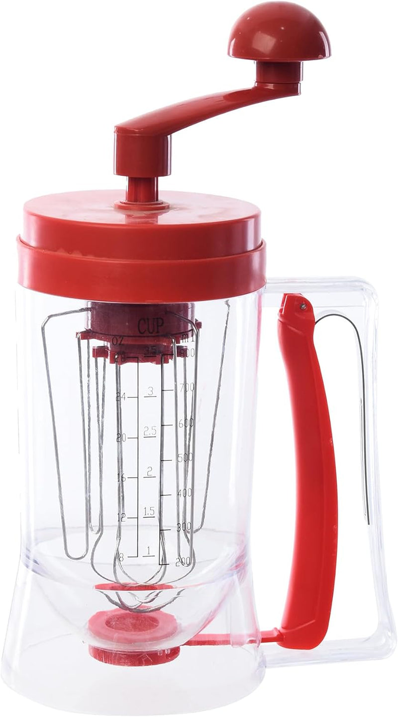 Dispenser filling cupcake molds with batter evenly

